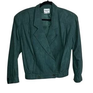 Vintage Weathervane petite Green suede Women's Jacket 80s  90s coat size 4